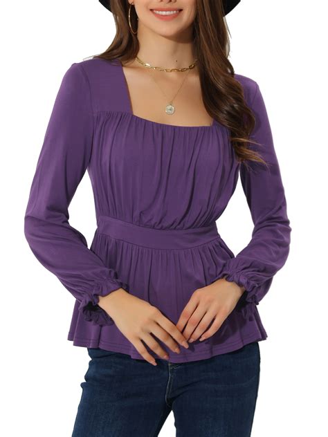The Pioneer Woman Square Neck Blouse with Ruffle Sleeves, Women's ...