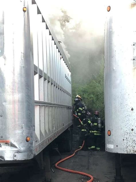 Large trash trailer catches fire at Trumbull transfer station
