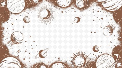 Premium PSD | Png celestial frame art with sun and planet decorations border f illustration ...