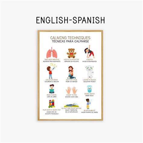 Calming Techniques Bilingual Poster, English-spanish, Calming Corner ...