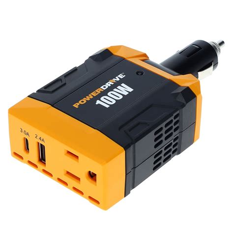 PowerDrive 100W DC to AC Inverter, 3-Prong Outlet, Dual USB Ports ...