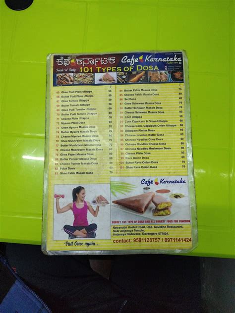 Menu at 101 Types Of Dosa, Davanagere