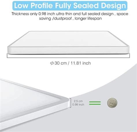 Verilux 24W LED Ceiling Light for Room Modern Minimalist Square 30 ...