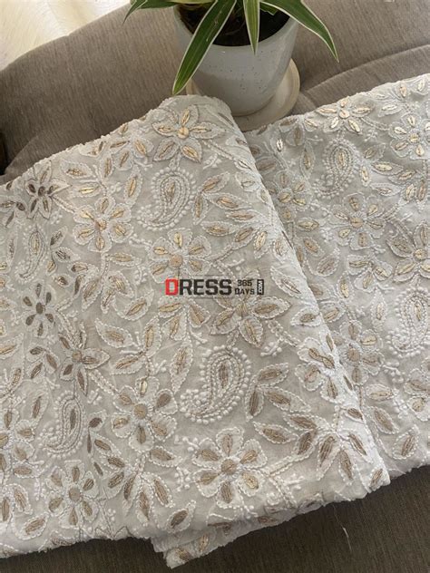 Ivory Gota Patti Lucknowi Chikankari Dupatta – Dress365days