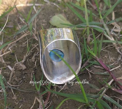 Larimar Ring 92.5% Silver Ring Long Ring Rear Designer - Etsy India