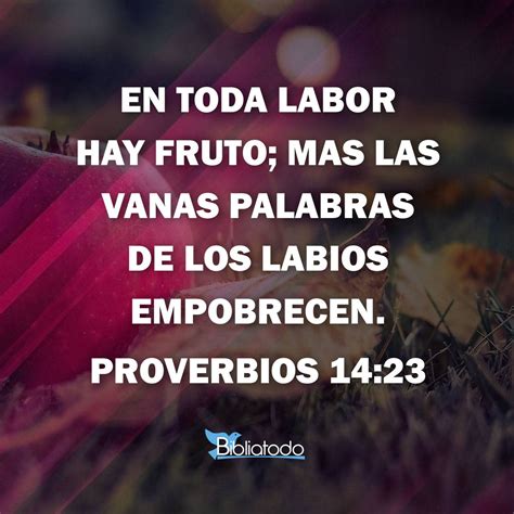 Proverbios 14:23 RV1960 - En toda labor hay fruto; Mas las vanas ...