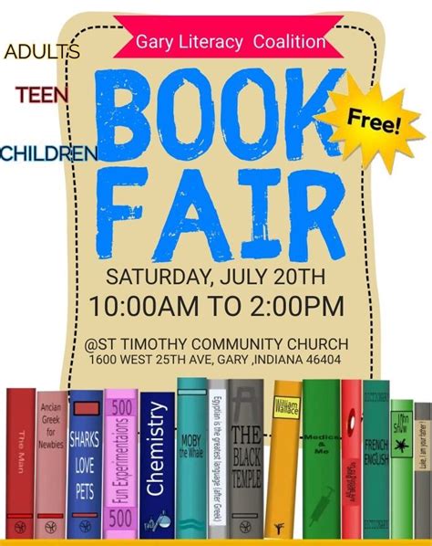 Book Fair , St Timothy Community Church, Gary, 20 July 2024 | AllEvents.in