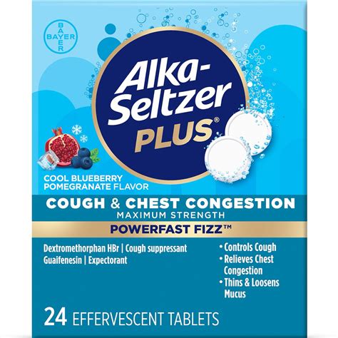 Alka-Seltzer Plus Powerfast Fizz Cough & Chest Congestion Medicine, Effervescent Tablets, 24 ...