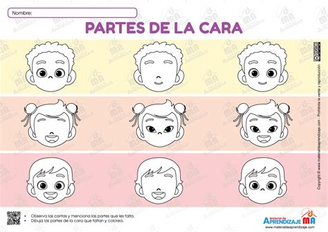 Las Partes de la Cara: Ficha Imprimible para Niños de 4 Años | Material ...