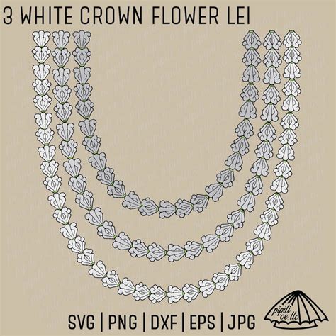3 White Crown Flower Lei SVG - Lei Strand SVG - Hawaii Flower SVG ...