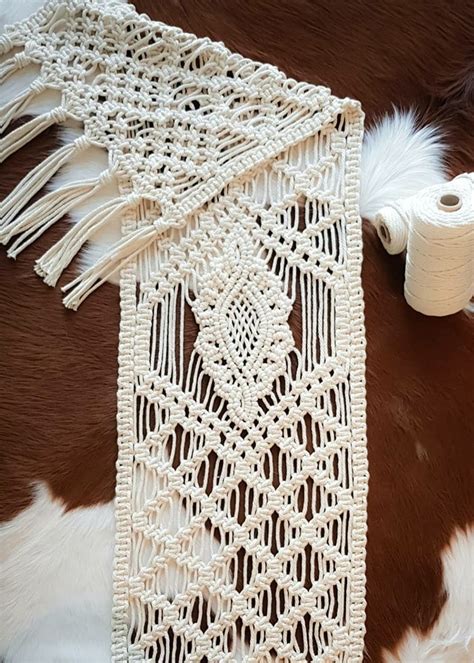 Get White Cotton Macrame Table Runner at ₹ 1450 | LBB Shop