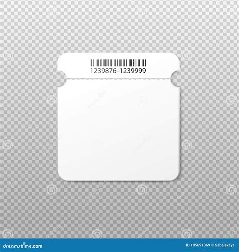 Blank Isolated Ticket Template with Rounded Square Shape and Barcode ...