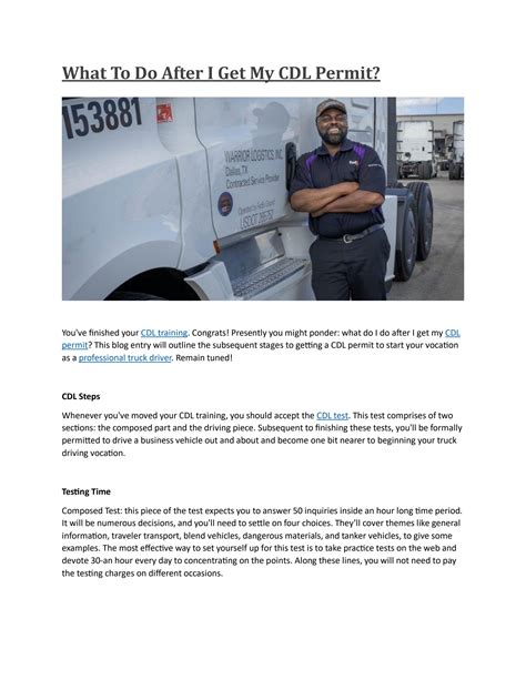 What To Do After I Get My CDL Permit? by warrior logistics - Issuu