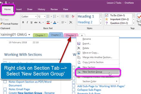 Image result for OneNote Adding Sub Sections to Sections