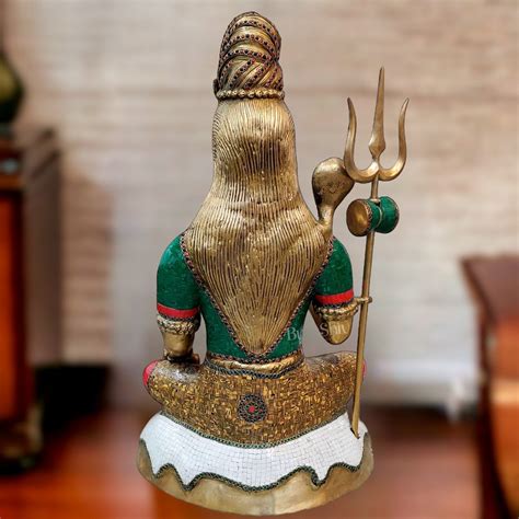 Buy Brass Shiva statue 3 feet 35 inches with stonework - Budhshiv.com