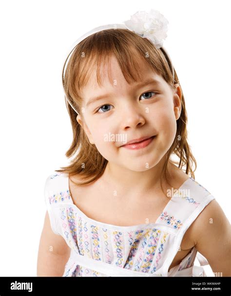 Four years old girl portrait isolated on white Stock Photo - Alamy