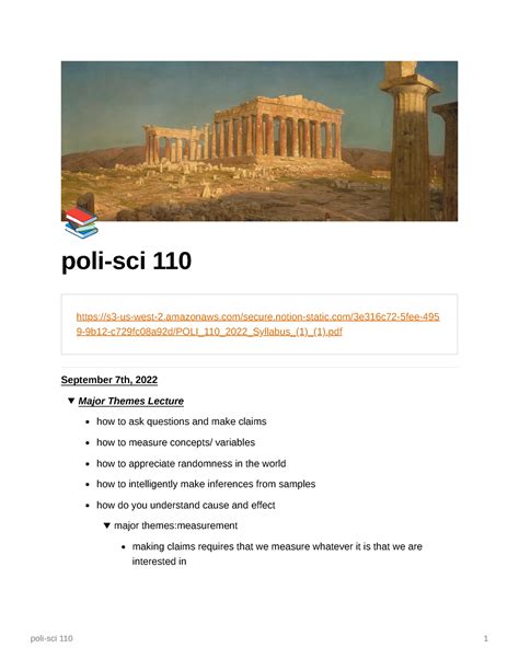 Poli-sci 110 - Lecture Notes - È poli-sci 110 - Studocu