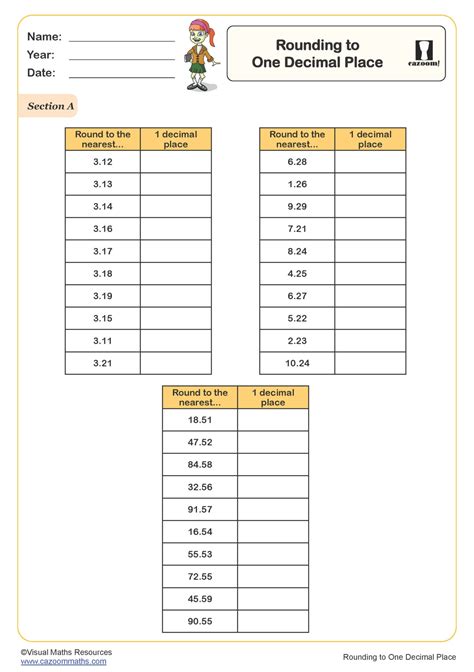 Rounding to one Decimal Place Worksheet | Fun and Engaging Year 5 PDF ...