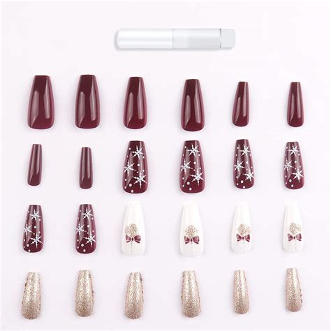 Buy नाखून पर 24 पीसी क्रिसमस ताबूत आकार प्रेस, स्टार गिल्टटेरे डिजाइन ...