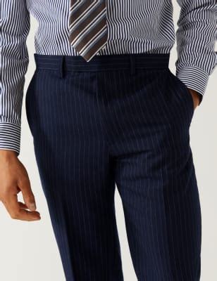 Regular Fit Pure Wool Chalk Stripe Suit Trousers