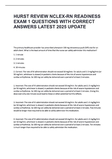 HURST REVIEW NCLEX-RN READINESS EXAM 1 LATEST 2025/2026 UPDATE REAL ...