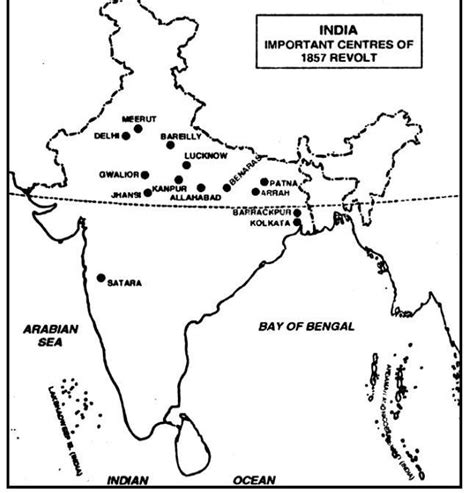 3. Map Skillsa. Locate the main centers of revolt of 1857 on political ...