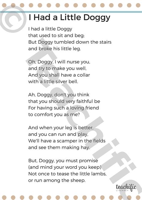 Poems K-2: I Had a Little Doggy | Teachific