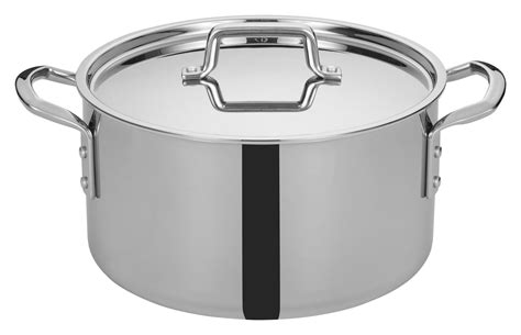 Winco TGSP-12 Tri-Ply Stainless Steel 12 Qt. Stock Pot with Cover ...