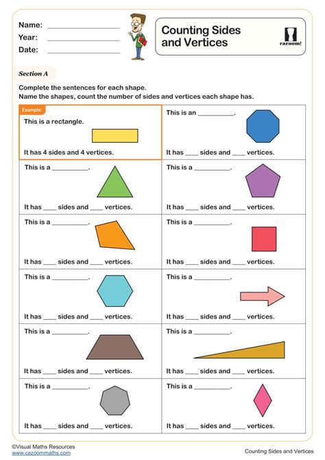 Counting Sides and Vertices | Fun and Engaging Year 1 Geometry Worksheet