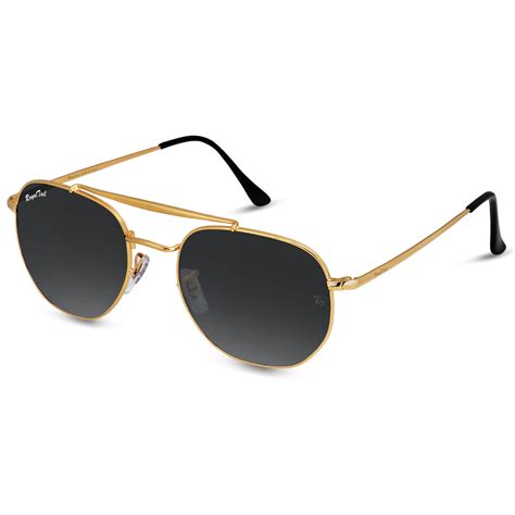 Garen Black Glass and Gold Frame Round Sunglasses – Royaltail
