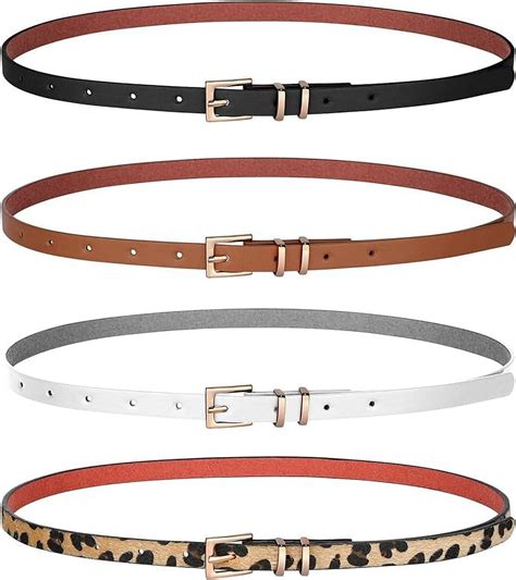 Women Skinny Leather Belt,Thin Waist Belt for Dresses Pants Jeans ...