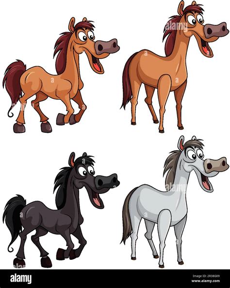 Set of crazy horse cartoon illustration Stock Vector Image & Art - Alamy
