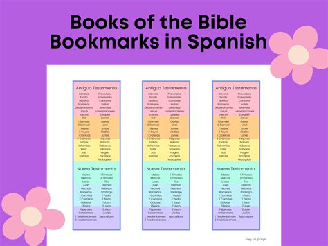 Spanish Books of the Bible Bookmark Printable, Spanish Christian ...