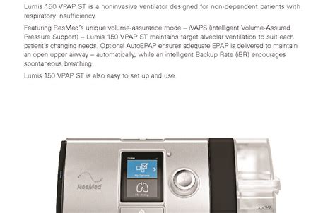 Resmed Lumis 150 VPAP ST | BiPAP | User Manual | Brochure | Evron Healthcare | India - Evron