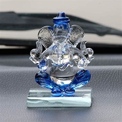 Buy eCraftIndia Blue and Transparent Double Sided Crystal Car Ganesha ...