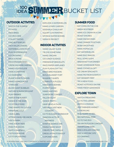 Summer Bucket List Ideas for Busy Kids - Parties With A Cause