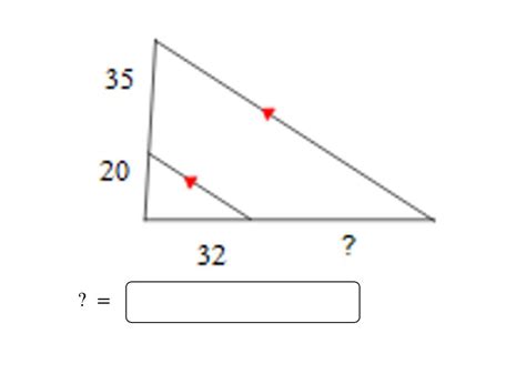 The triangles are similar. Solve for the missing segment. - Brainly.in
