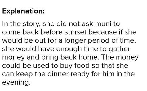 iv) Why did she ask Muni not to come back home before sunset ? - Brainly.in