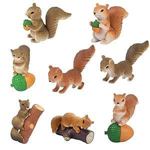 Lukinuo Squirrel Cake Topper 8pcs,Miniature Animal Squirrel Figures ...