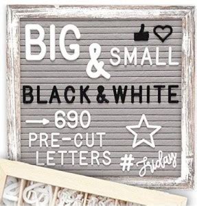 Little Hippo Letter Board 10X10 Rustic Gray +690 Pre-Cut Letters +Stand ...