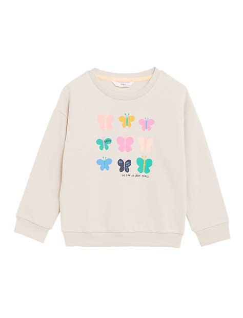 Buy Cotton Rich Butterfly Sweatshirt at Marks & Spencer