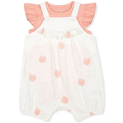 Buy Girls Half Sleeves Dungaree Set Polka Dot Print - White Pink Online ...