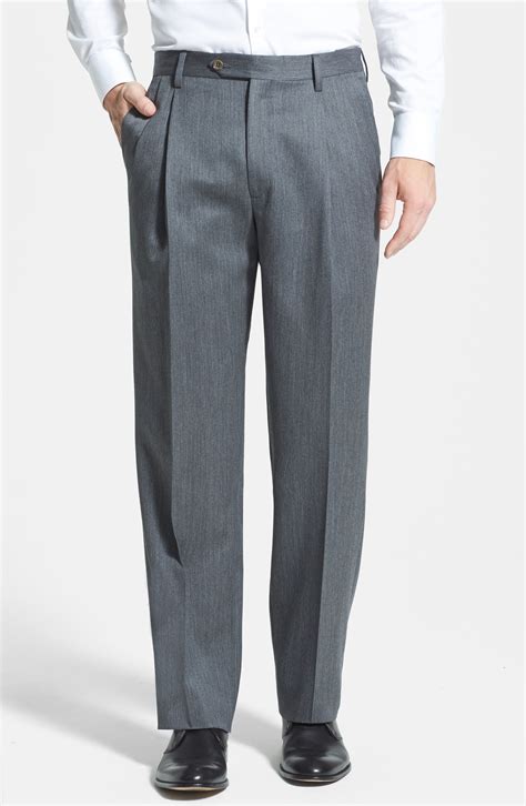 Berle Pleated Classic Fit Wool Gabardine Dress Pants | Nordstrom | Grey ...