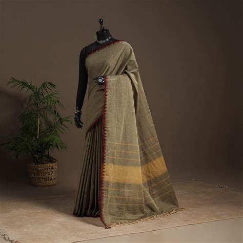 Brown Kandangi Chettinad Cotton Saree with Border