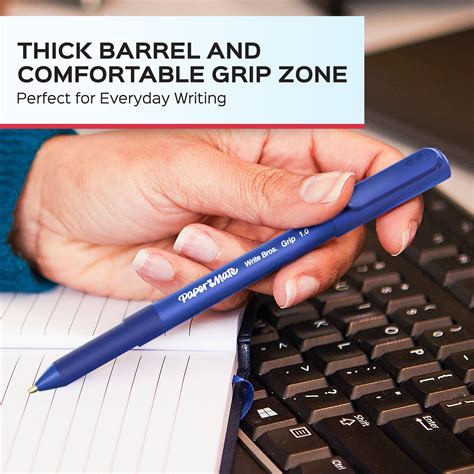 Buy Paper Mate Ballpoint Pens, Write Bros. Grip Black Ink Pens, Medium ...