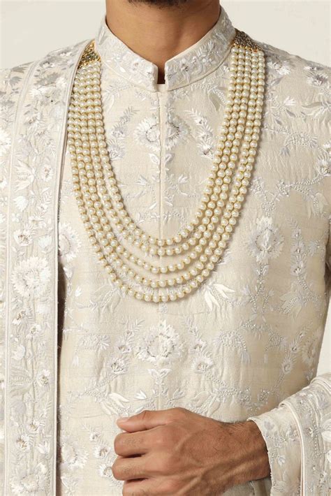 White embroidered Sherwani for Royal look– Brahaan by Narains