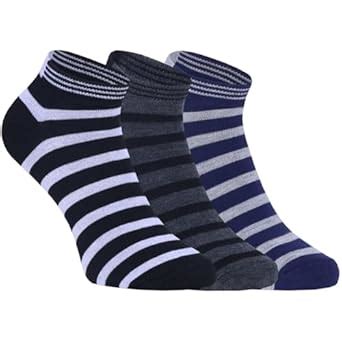 B BEYOND Unisex Low Cut Socks Black/Charcoal/Blue Foot Size Stripped ...