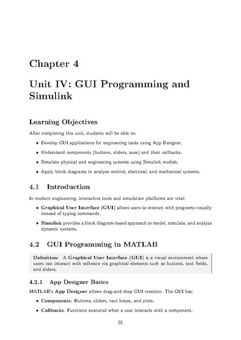 MAV0802P Chapter 4: GUI Programming & Simulink Overview - Studocu