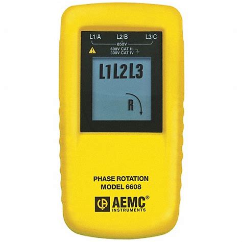 AEMC, Digital, 40 to 850V AC, Phase Sequence Tester - 5GTK3|6608 - Grainger