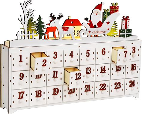 SAND MINE Wooden Christmas Advent Calendar with 24 Drawers, Countdown ...